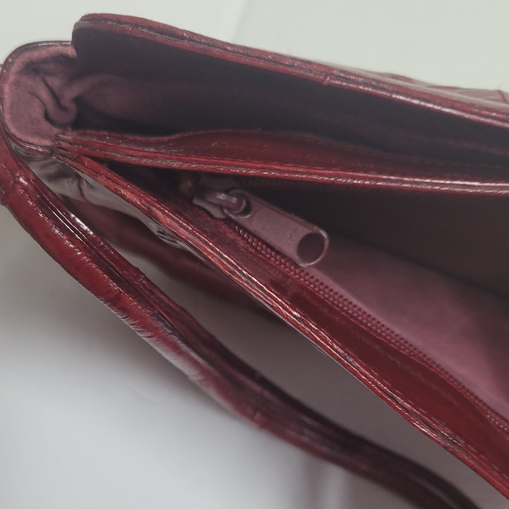 VINTAGE Elegant Red EEL SKIN Leather Made In Korea Shoulder Bag - Picture 12 of 16